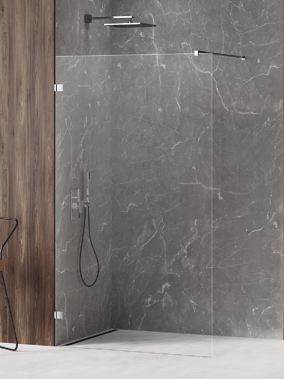 New Trendy Avexa Begehbare Duschwand 130 cm chrom Glanz/durchsichtiges Glas EXK-1938