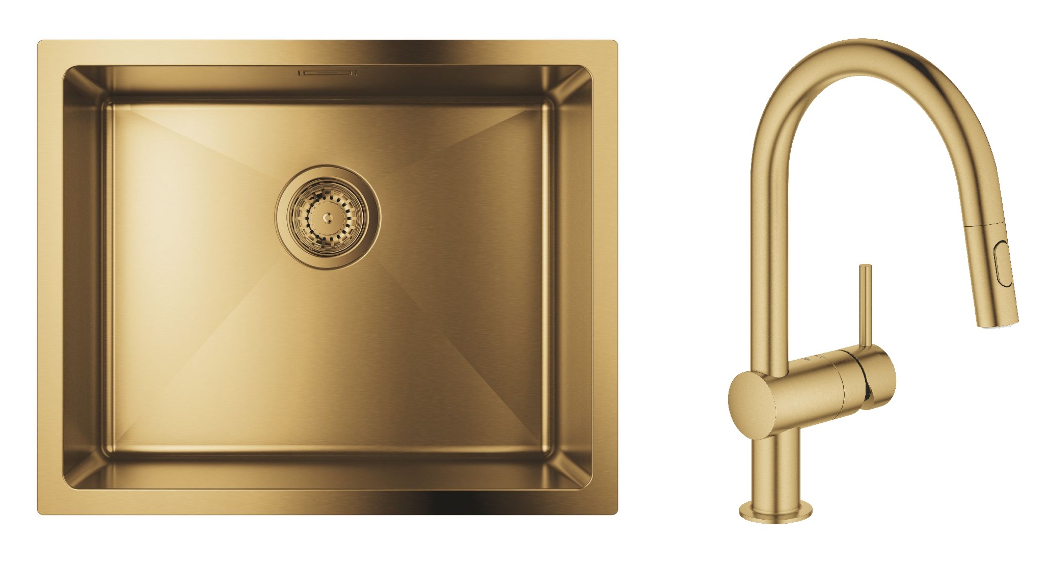 Set Stahlspüle Grohe K700 31574GN1, Küchenarmatur Grohe Minta 32321GN2