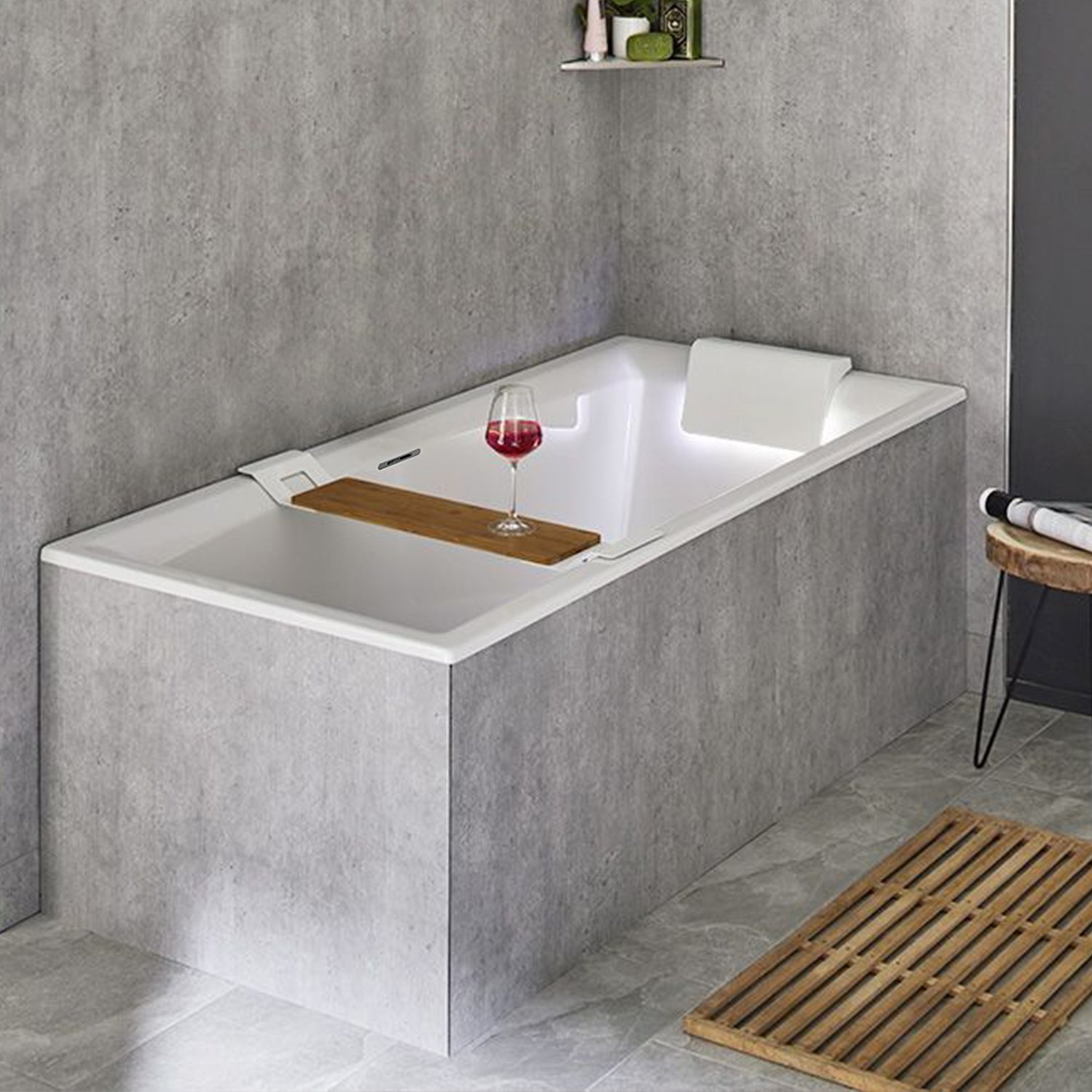 Riho Still Square LED Rechteckige Badewanne 180x80 cm weiß B099033005