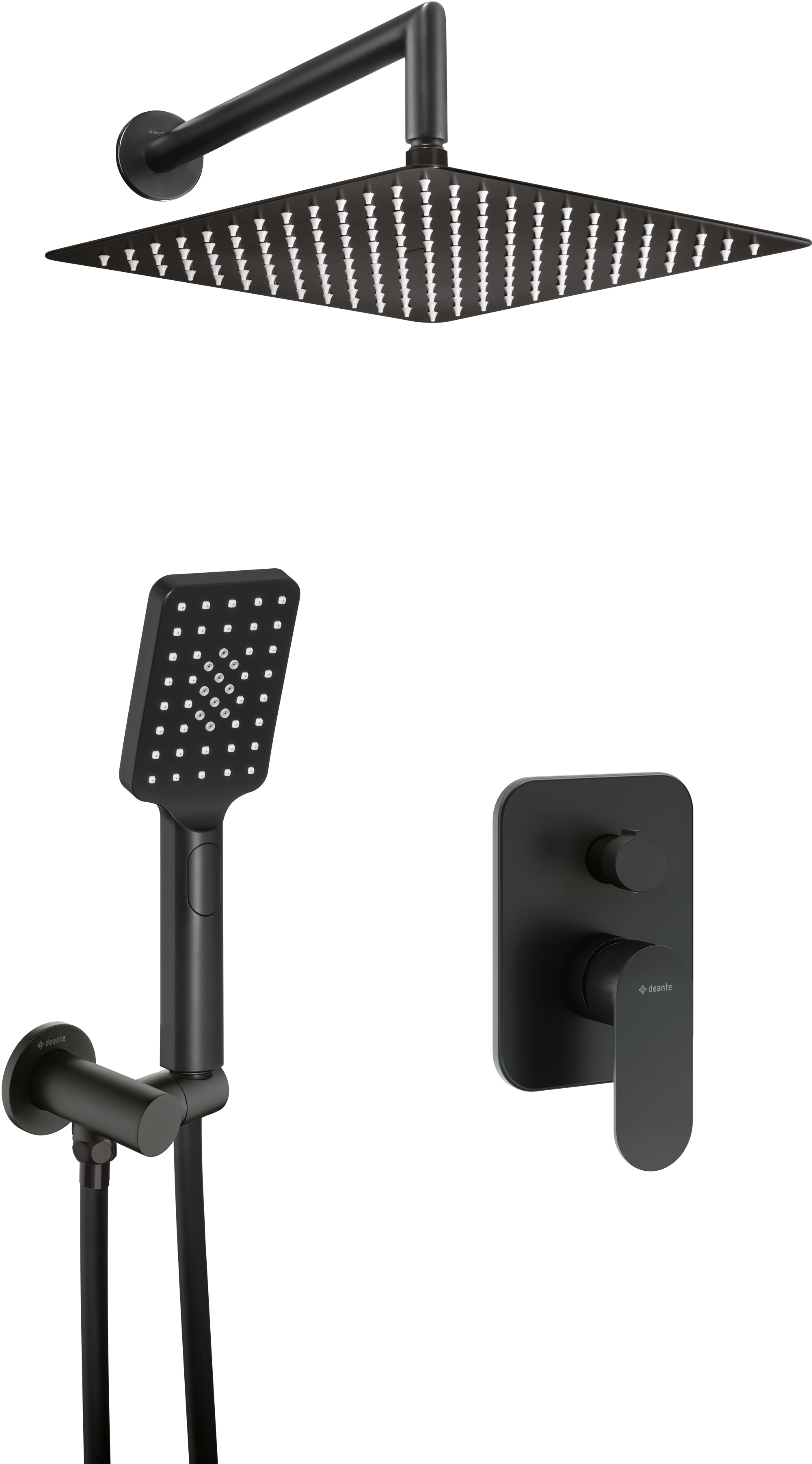 Deante Arnika Duschset Unterputz mit Regenbrause schwarz NAC_N9LP