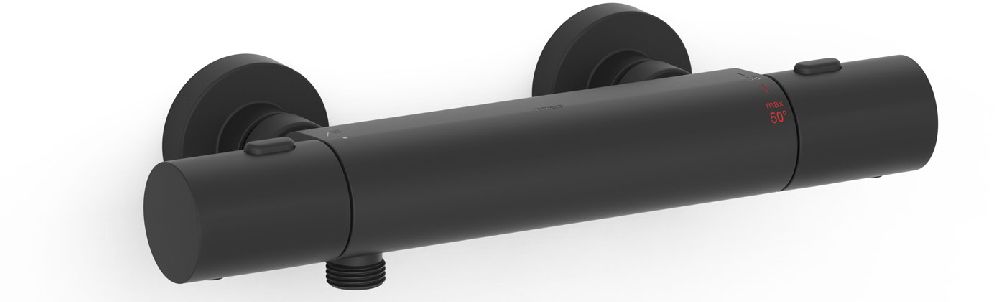 Tres Over-Wall Duschbatterie Wandmontage mit Thermostat schwarz 19016401NM