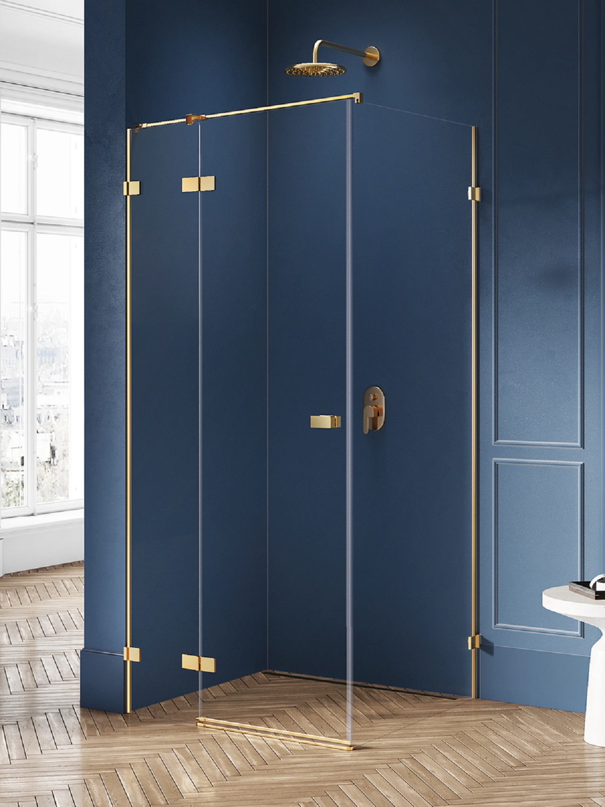 New Trendy Avexa Gold Brushed Dusche 90x70 cm rechteckig gold gebürstet/durchsichtiges Glas EXK-1740