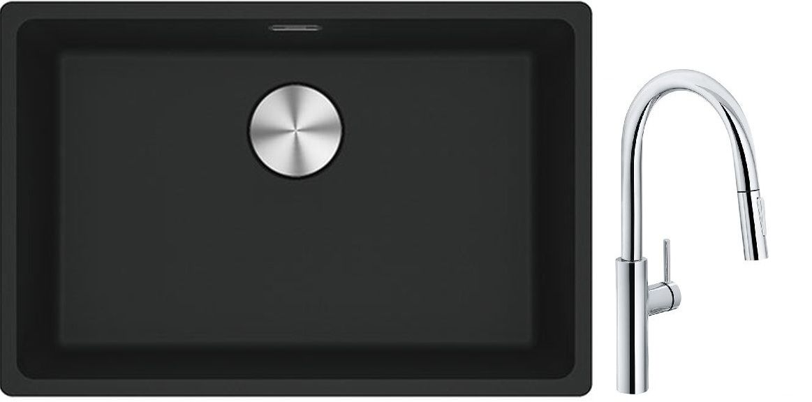Set Küchenarmatur Franke Pescara L Slide-In 115.0538.940, Granitspüle Franke Maris 125.0687.256