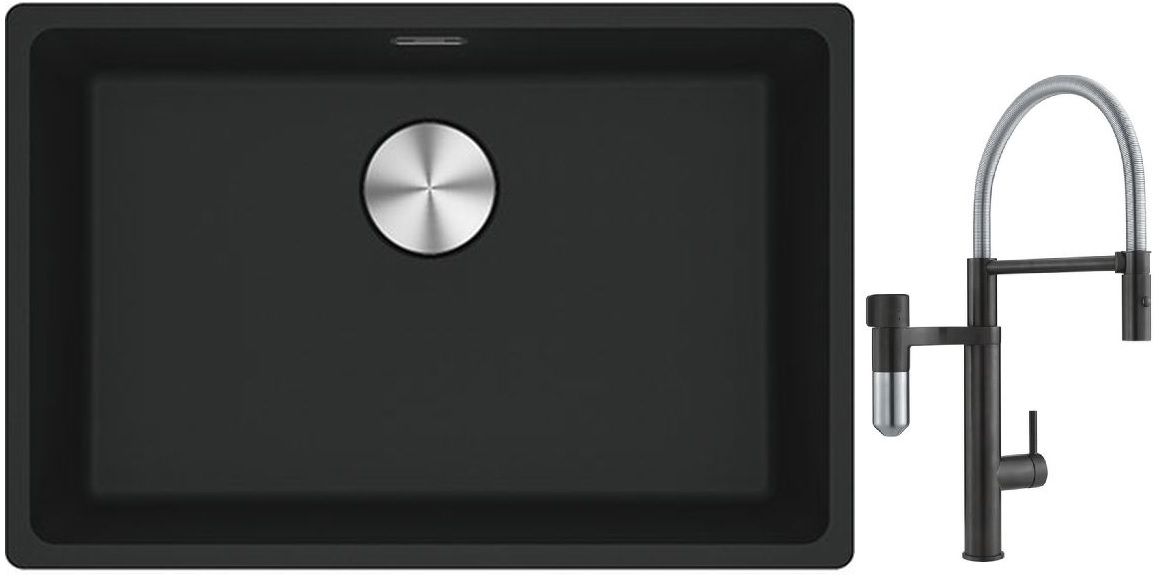 Set Küchenarmatur Franke Vital Semi-Pro 120.0621.313, Granitspüle Franke Maris 125.0687.256