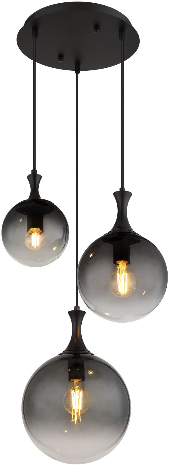 Globo Lighting Dalton Pendelleuchte 3x10 W schwarz-verraucht 15885-3H