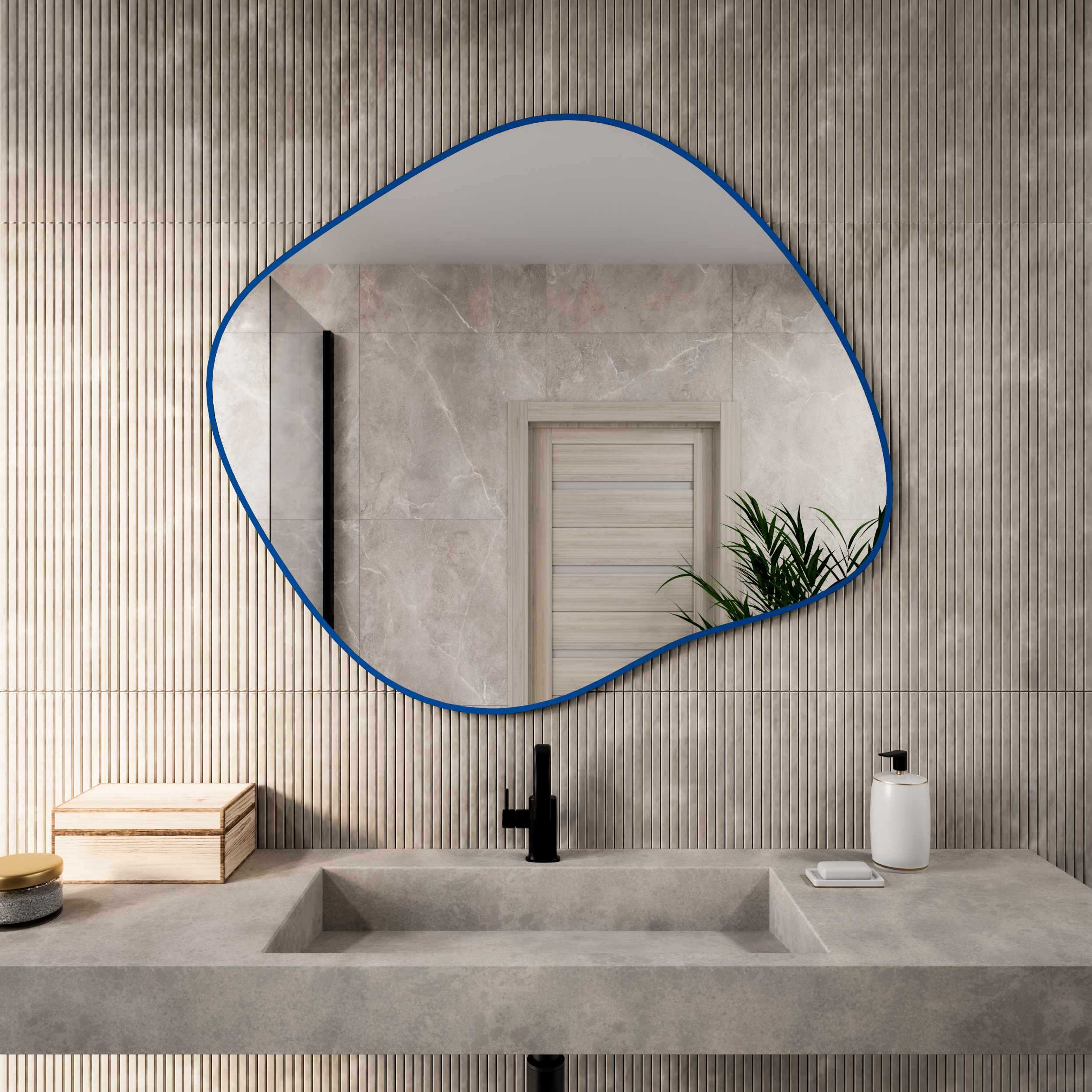 Baltica Design Tiny Border Stain III Spiegel 50x43 cm blau 5904107931845