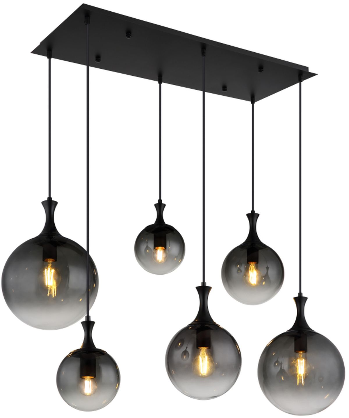 Globo Lighting Dalton Pendelleuchte 6x10 W schwarz-verraucht 15885-6H