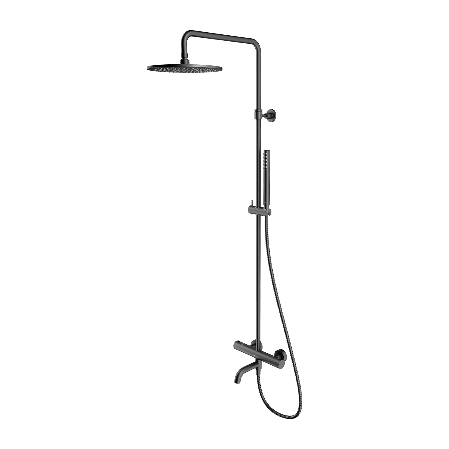 Omnires Y Badewannen- und Duschset Wandmontage mit Thermostat mit Regenbrause graphit Y1234GR