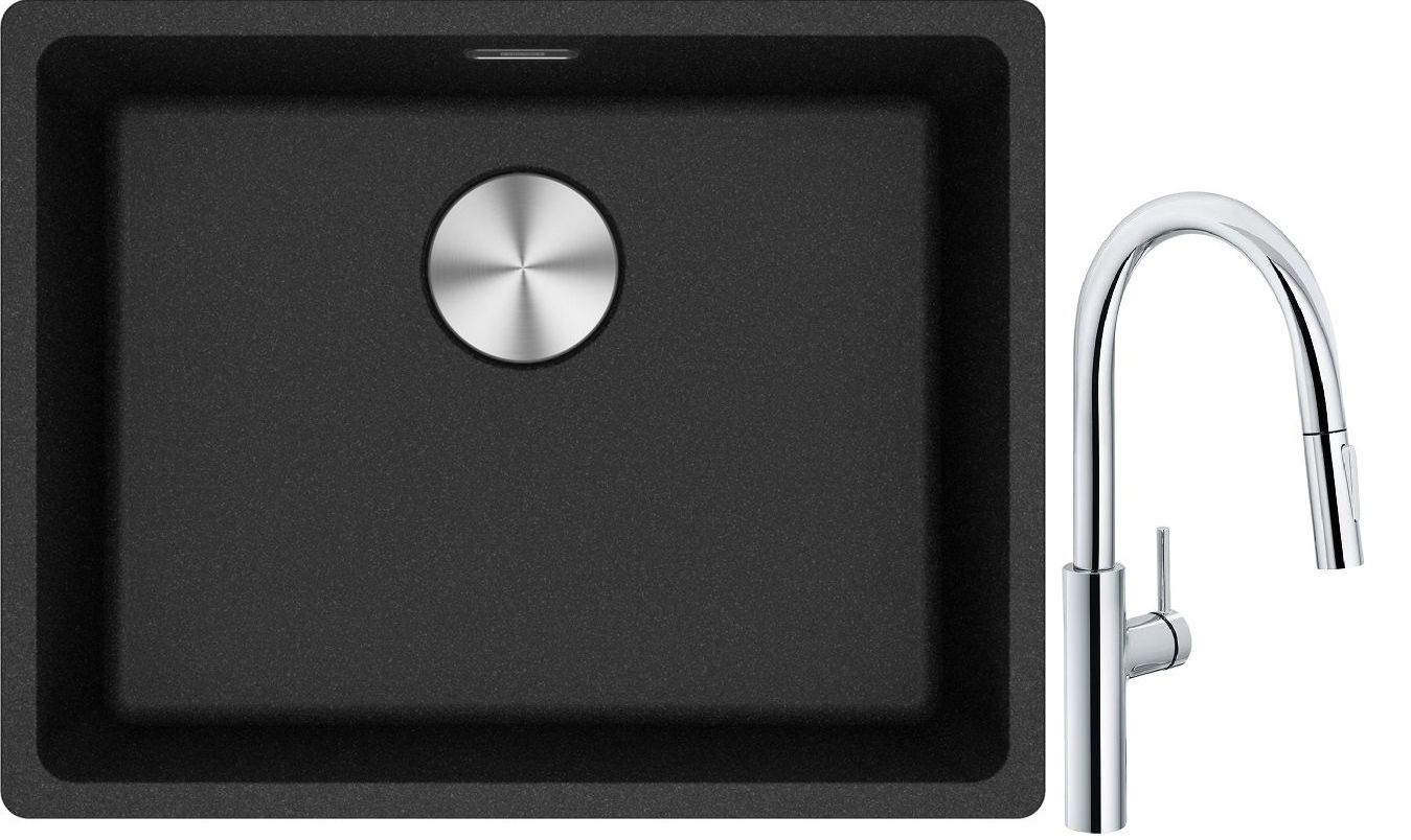 Set Küchenarmatur Franke Pescara L Slide-In 115.0538.940, Granitspüle Franke Maris 125.0687.253