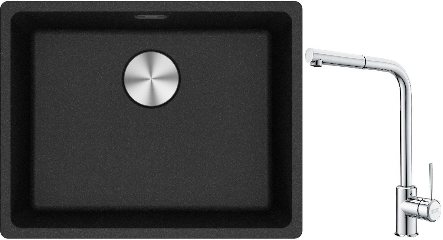 Set Granitspüle Franke Maris 125.0687.253, Küchenarmatur Franke Sirius Side 115.0668.280