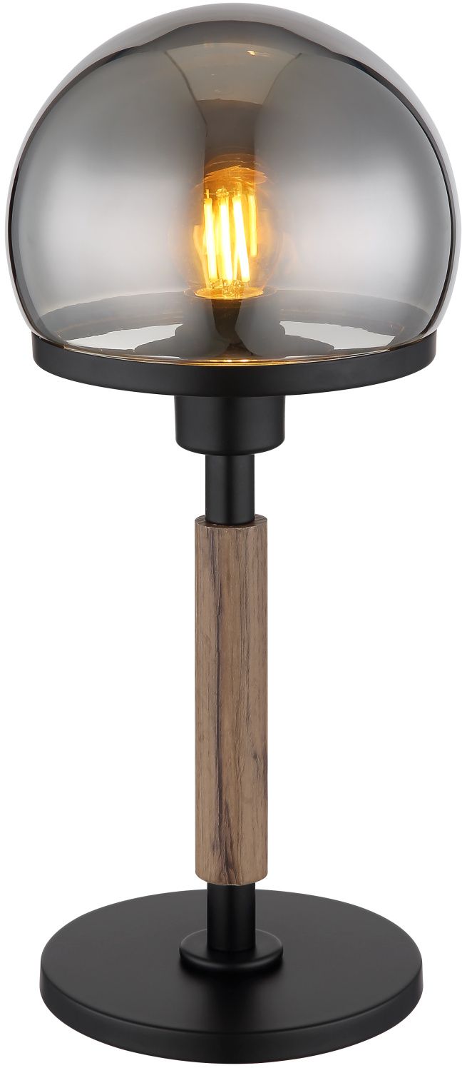 Globo Lighting Haku Tischlampe 1x40 W schwarz-verraucht-holz 21954S