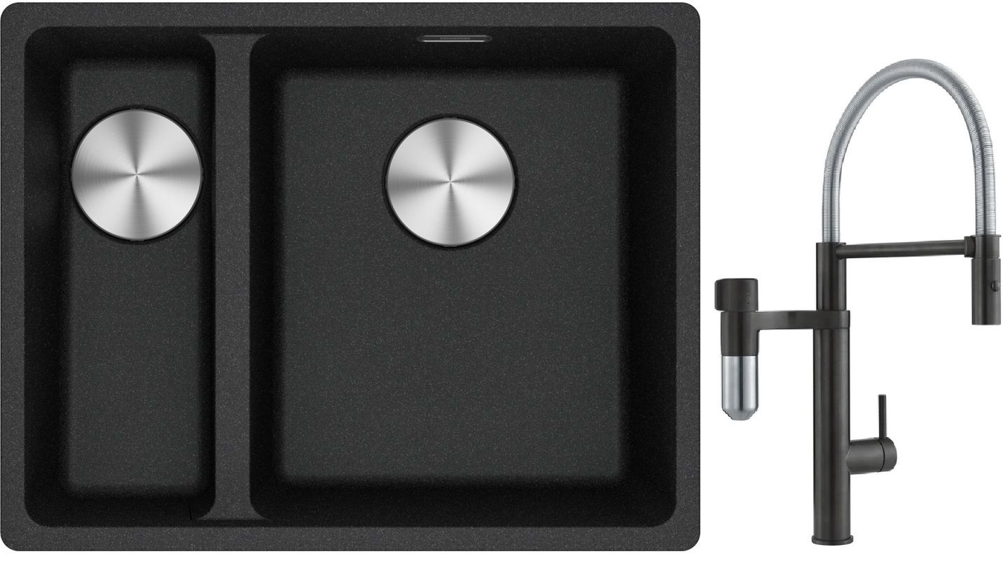 Set Küchenarmatur Franke Vital Semi-Pro 120.0621.313, Granitspüle Franke Maris 125.0687.269