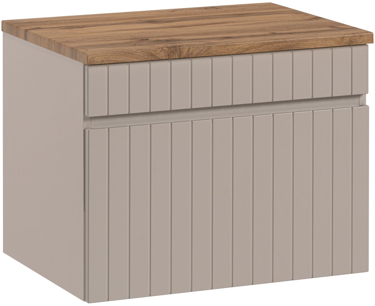 Set Kabinett Comad Iconic Cashmere ICONIC CASHMERE 82-60-D-1S, Naphtha-Arbeitsplatte Comad Fiji BLAT 89-60-A OAK COAST EVOKE