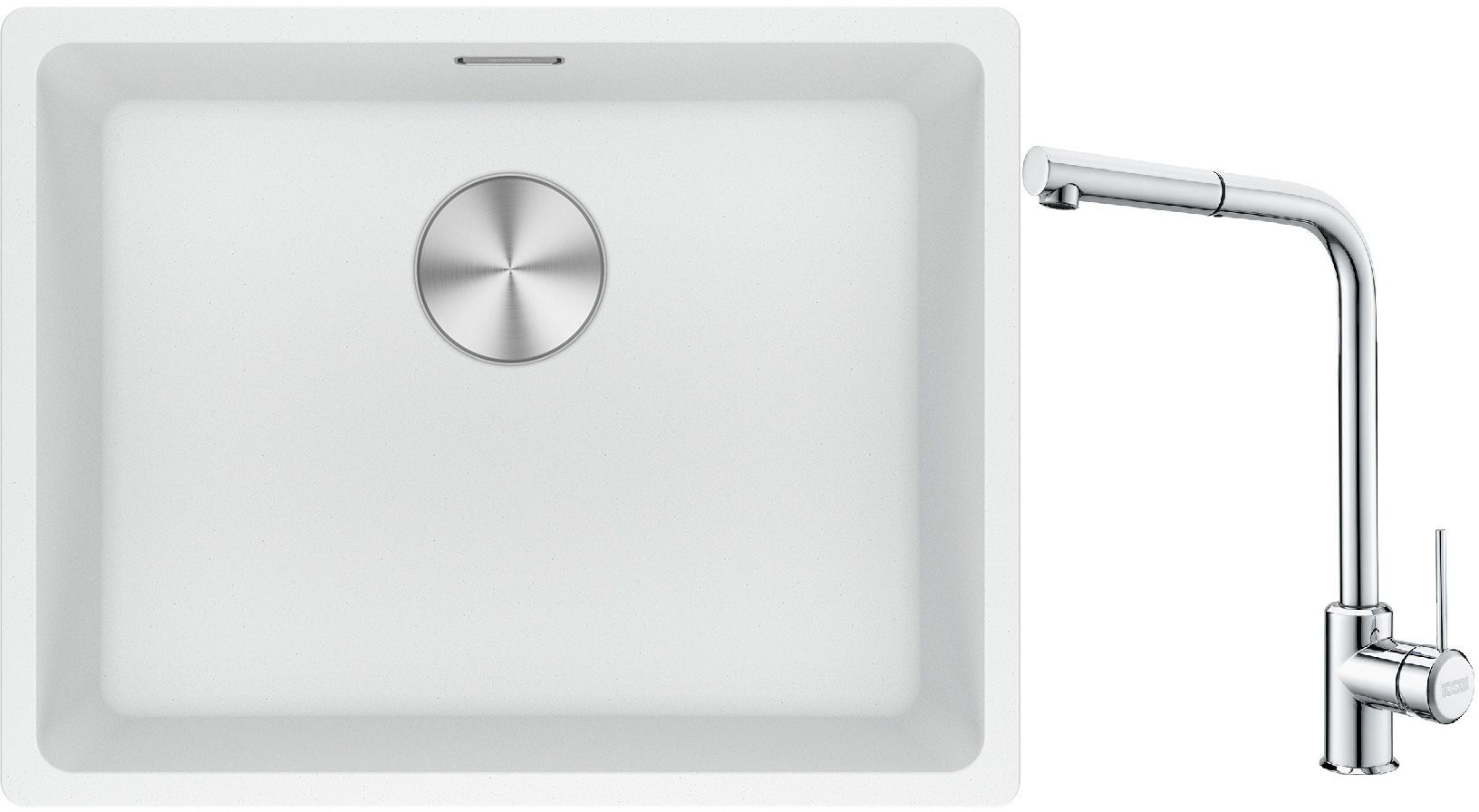 Set Granitspüle Franke Maris 125.0687.255, Küchenarmatur Franke Sirius Side 115.0668.280