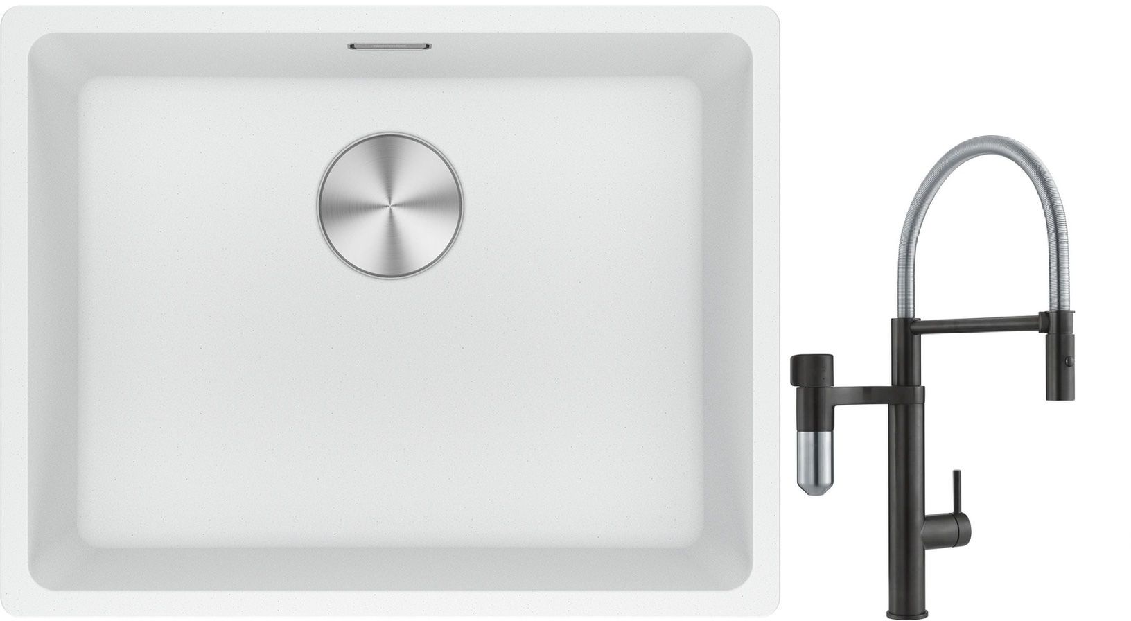 Set Küchenarmatur Franke Vital Semi-Pro 120.0621.313, Granitspüle Franke Maris 125.0687.255