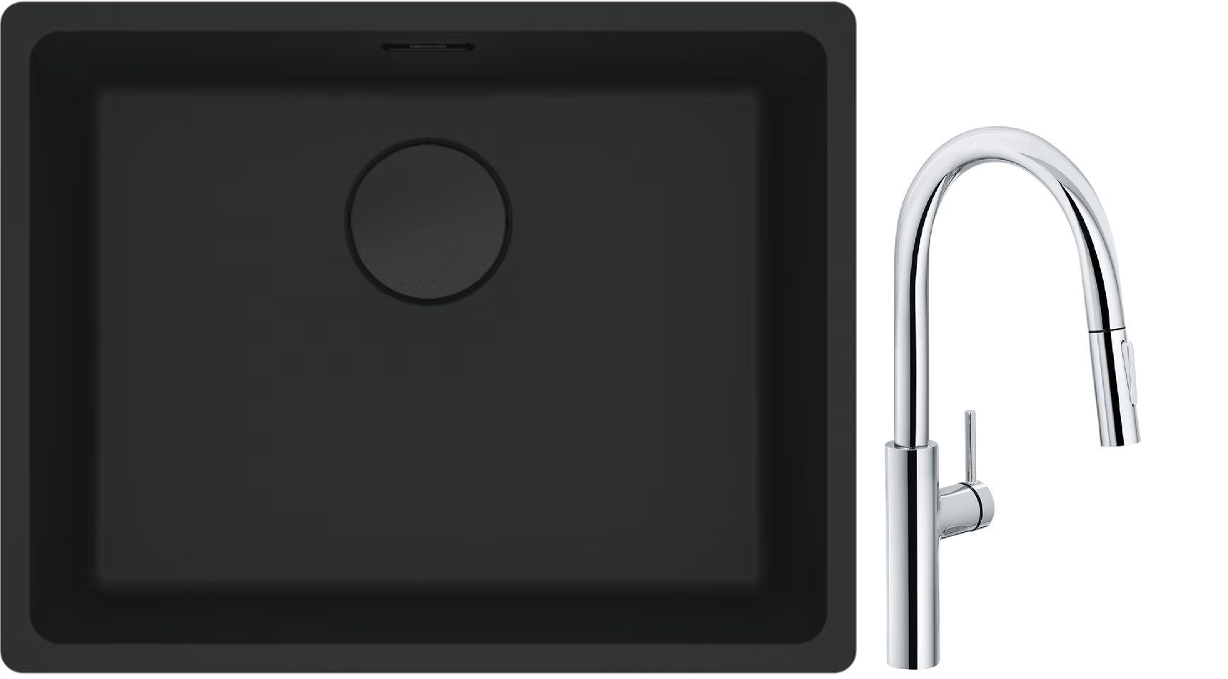 Set Küchenarmatur Franke Pescara L Slide-In 115.0538.940, Granitspüle Franke Maris 125.0697.759