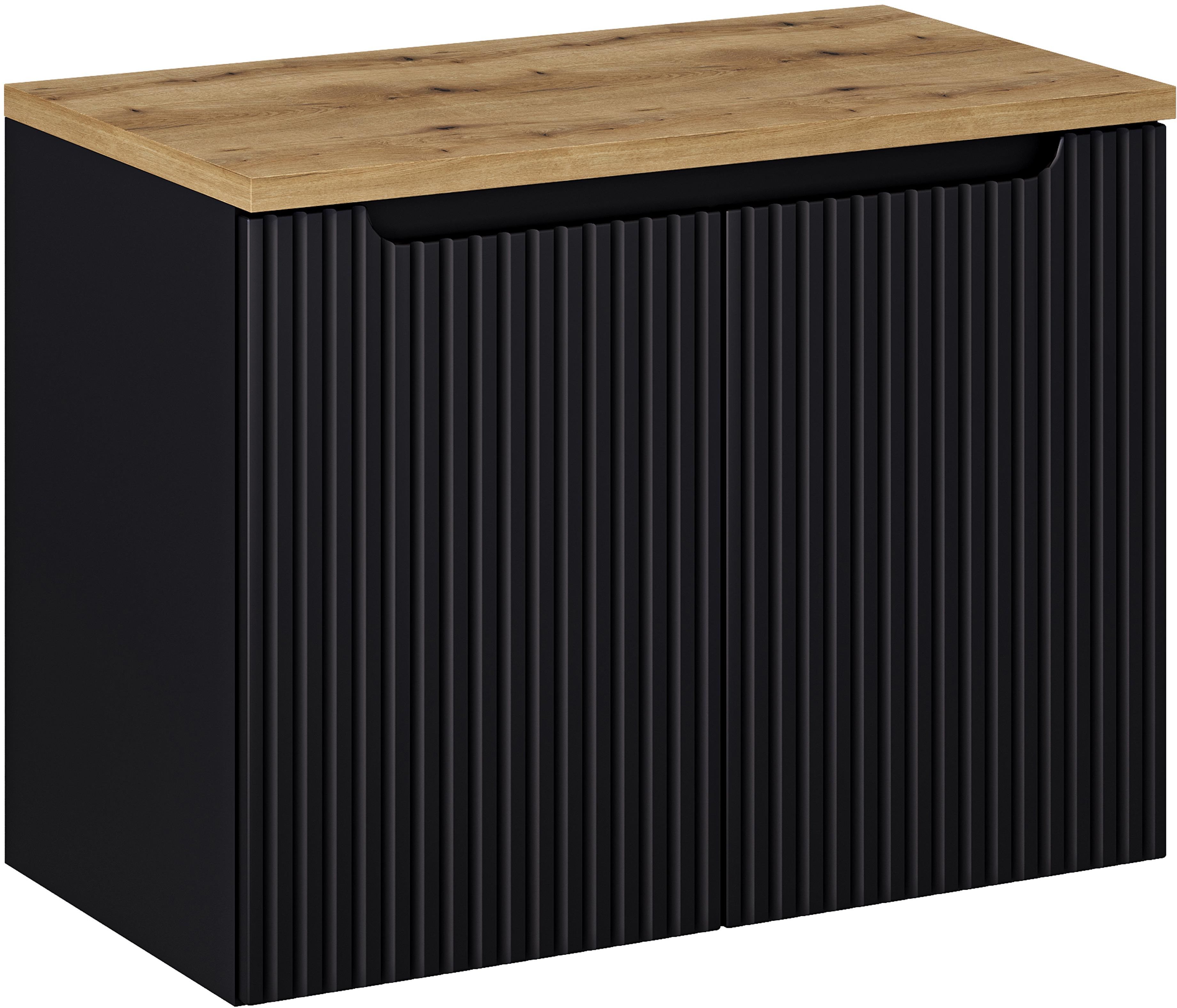 Set Kabinett Comad Nova Black NOVA BLACK D2 82-80-2D, Arbeitsplatte Comad Nova Oak NOVA OAK A 89-80