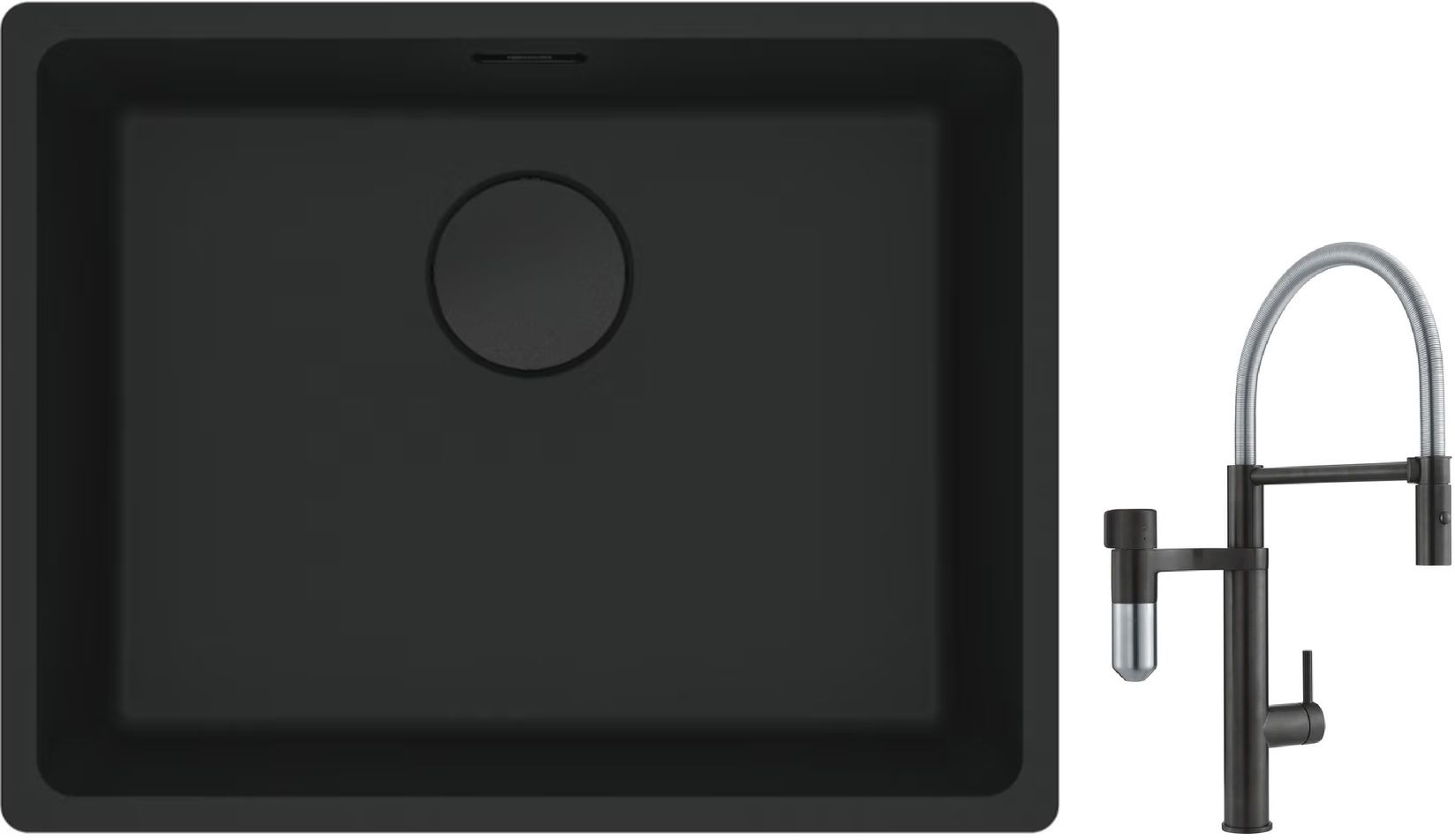 Set Küchenarmatur Franke Vital Semi-Pro 120.0621.313, Granitspüle Franke Maris 125.0697.759