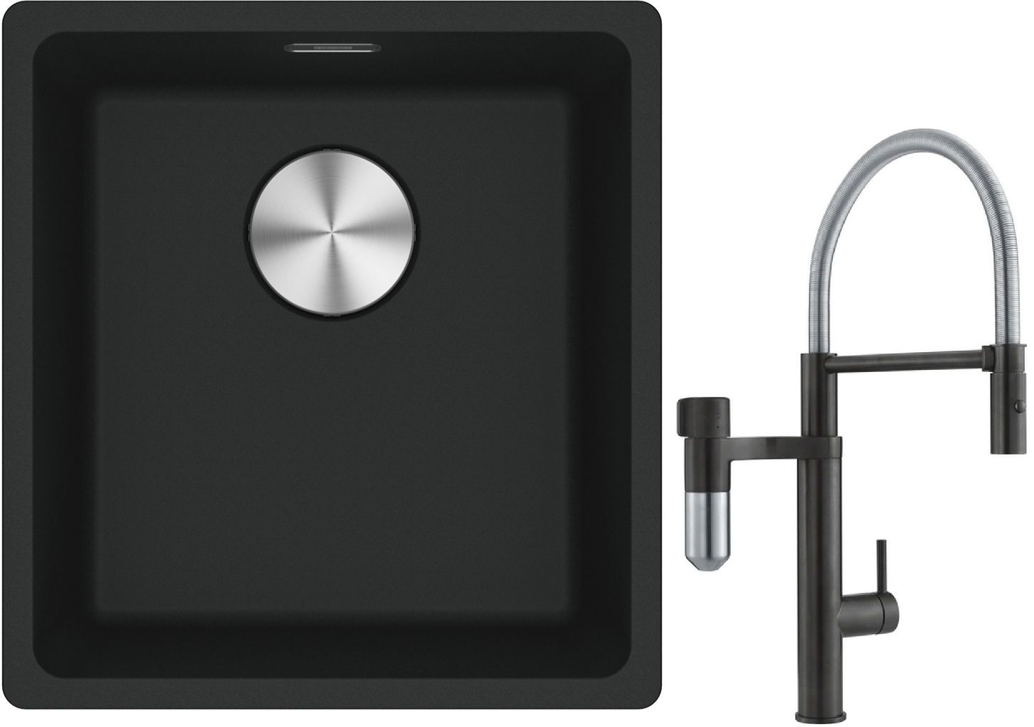 Set Küchenarmatur Franke Vital Semi-Pro 120.0621.313, Granitspüle Franke Maris 125.0687.248