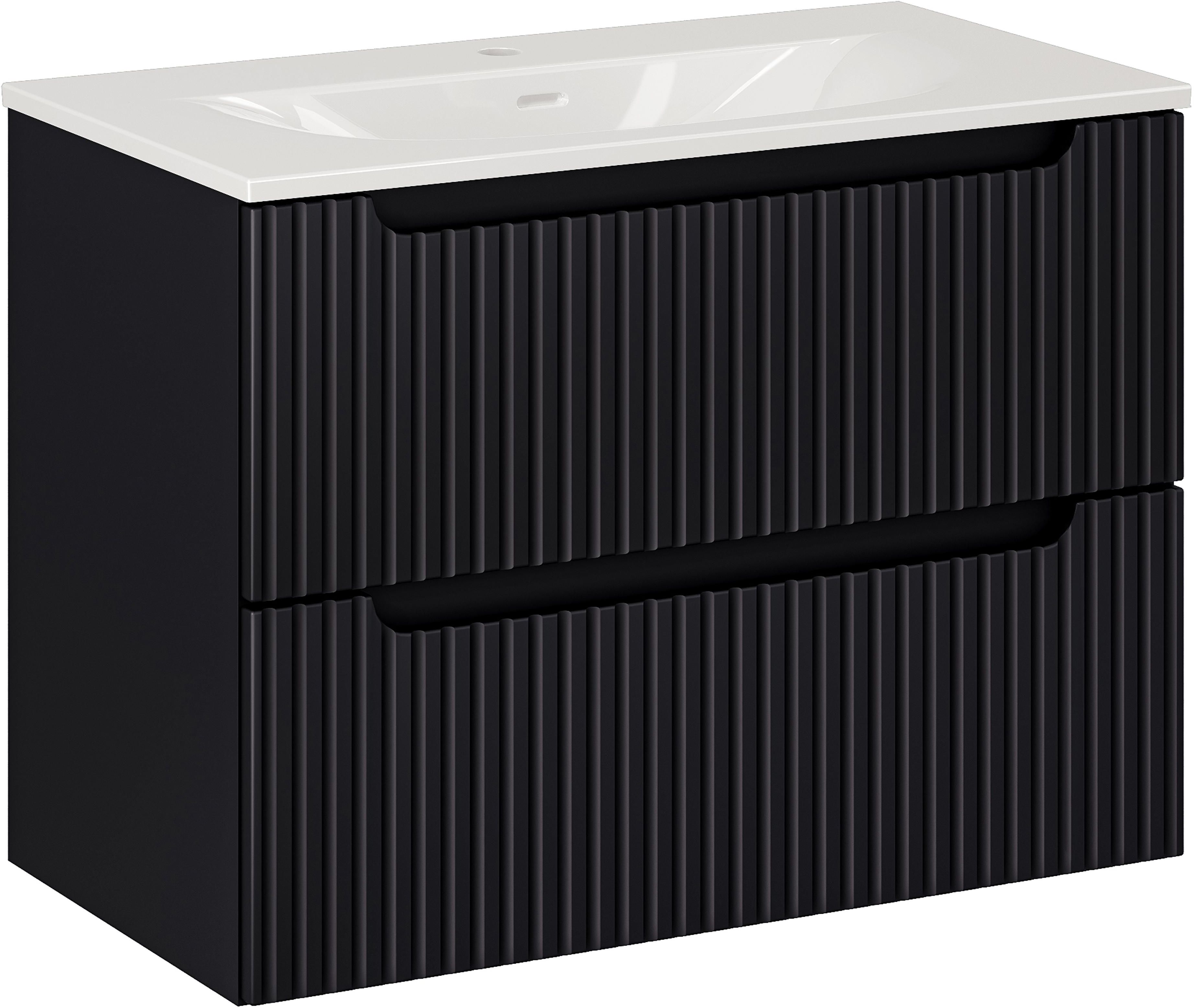 Set Kabinett Comad Nova Black NOVA BLACK D2 82-80-2S, Waschbecken Comad Sky 3 SKY 3 80CM DP (E-8099-3-80)