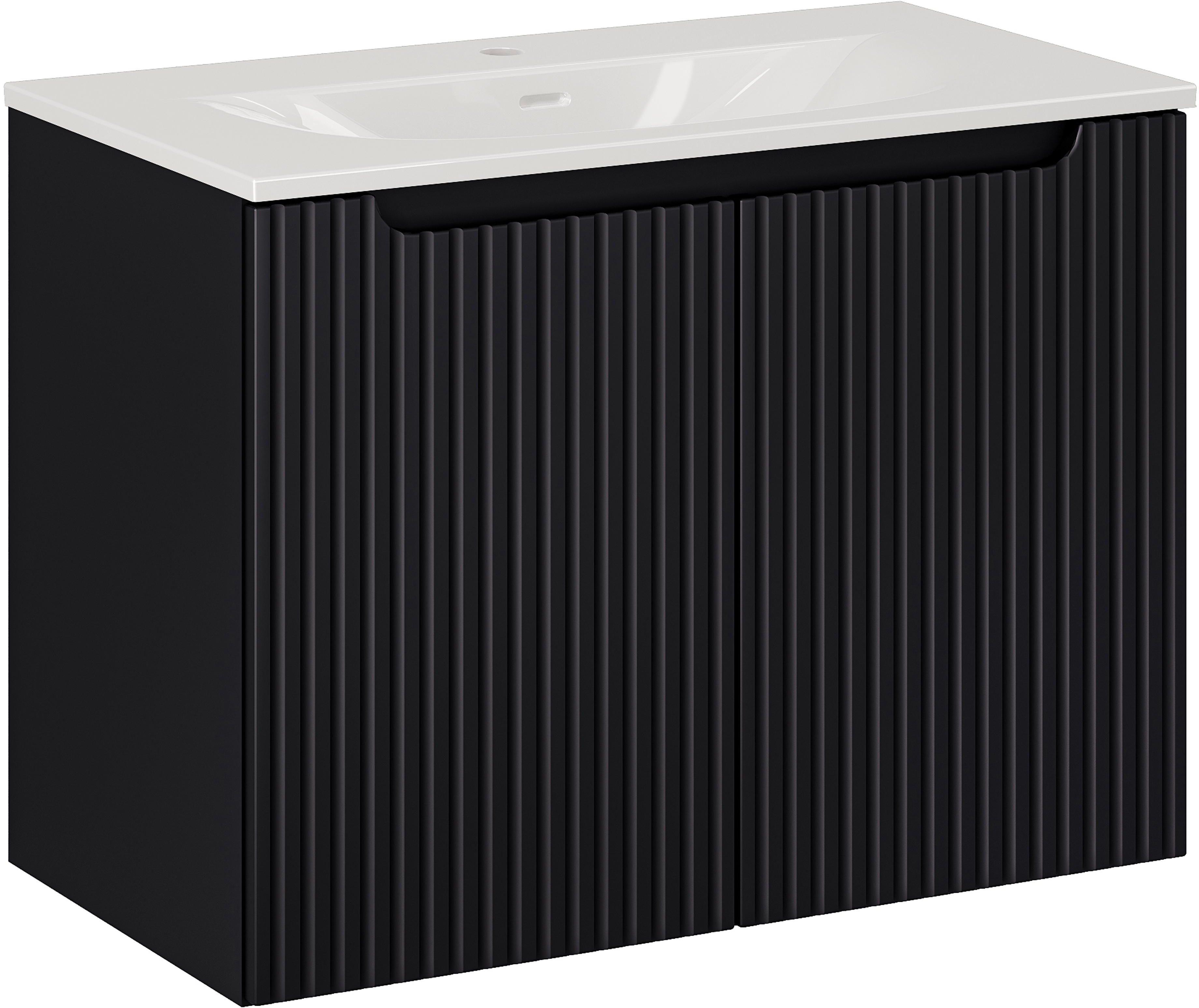 Set Kabinett Comad Nova Black NOVA BLACK D2 82-80-2D, Waschbecken Comad Sky 3 SKY 3 80CM DP (E-8099-3-80)