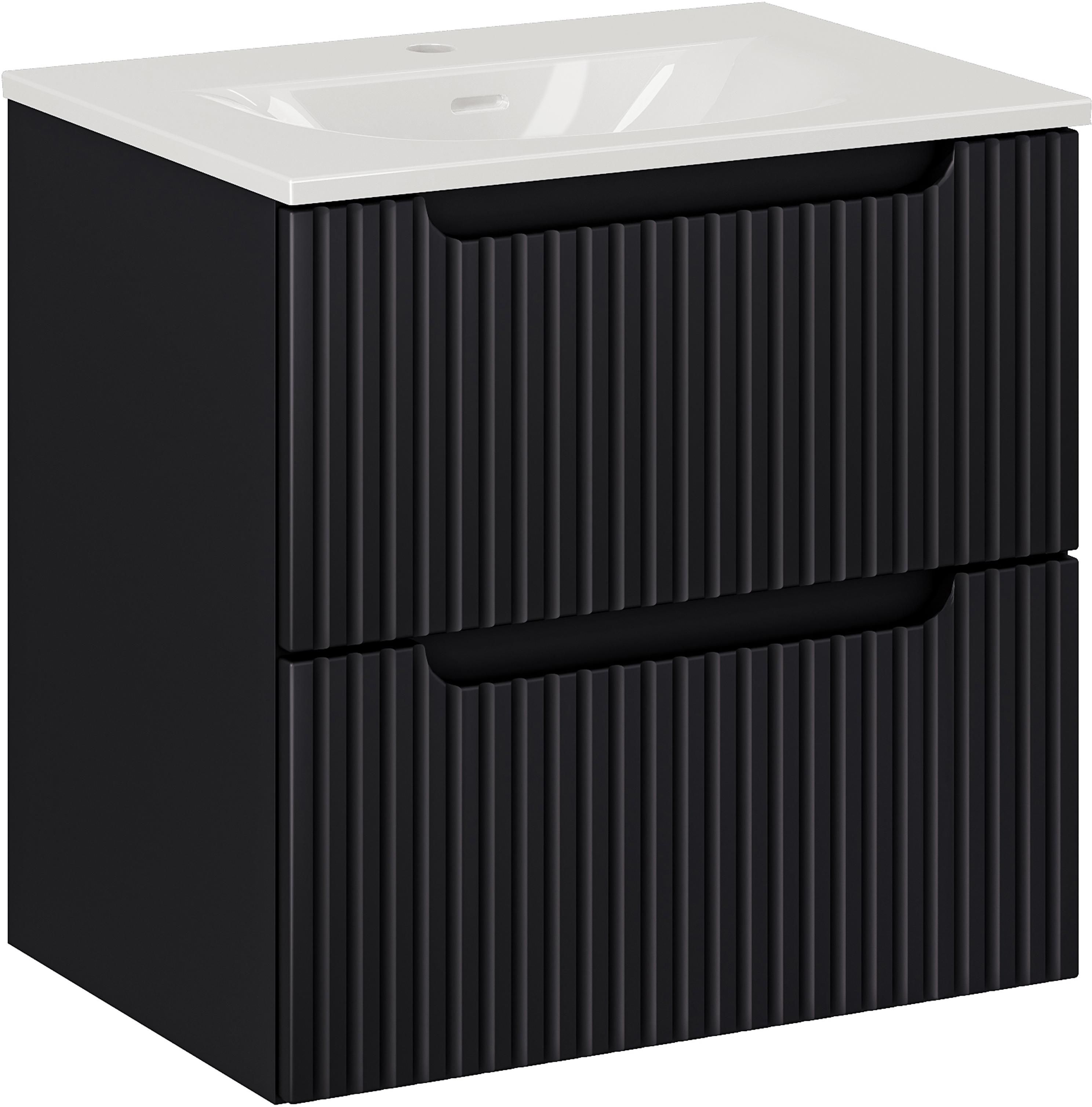 Set Kabinett Comad Nova Black NOVA BLACK D2 82-60-2S, Waschbecken Comad Sky 3 SKY 3 60CM DP (E-8099-3-60)