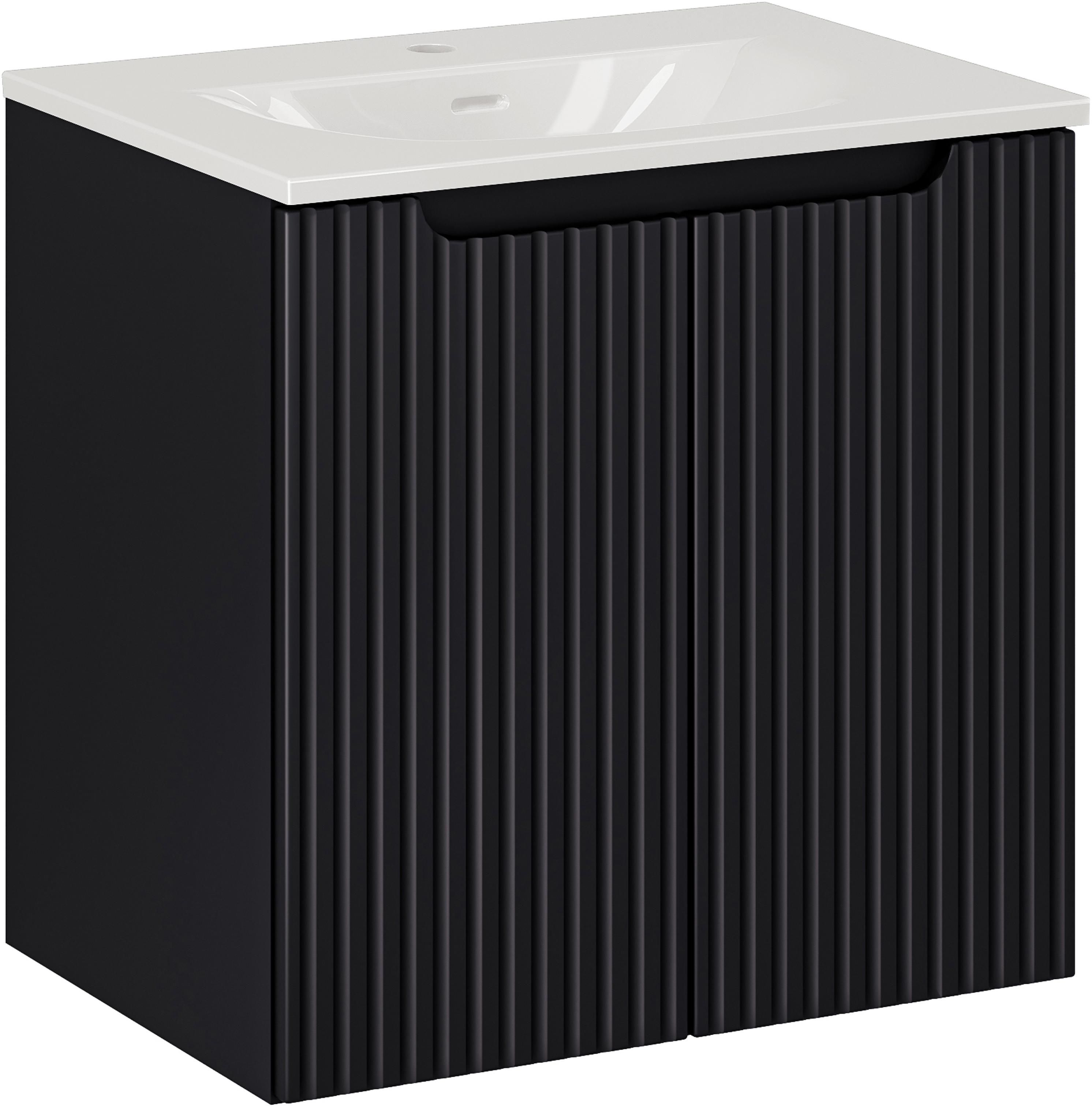 Set Kabinett Comad Nova Black NOVA BLACK D2 82-60-2D, Waschbecken Comad Sky 3 SKY 3 60CM DP (E-8099-3-60)