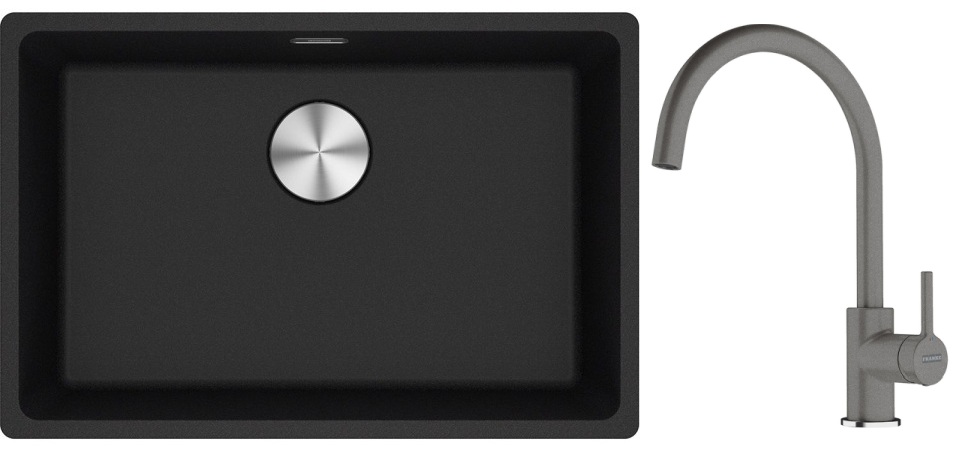Set Granitspüle Franke Maris 125.0687.257, Küchenarmatur Franke Lina 115.0626.022
