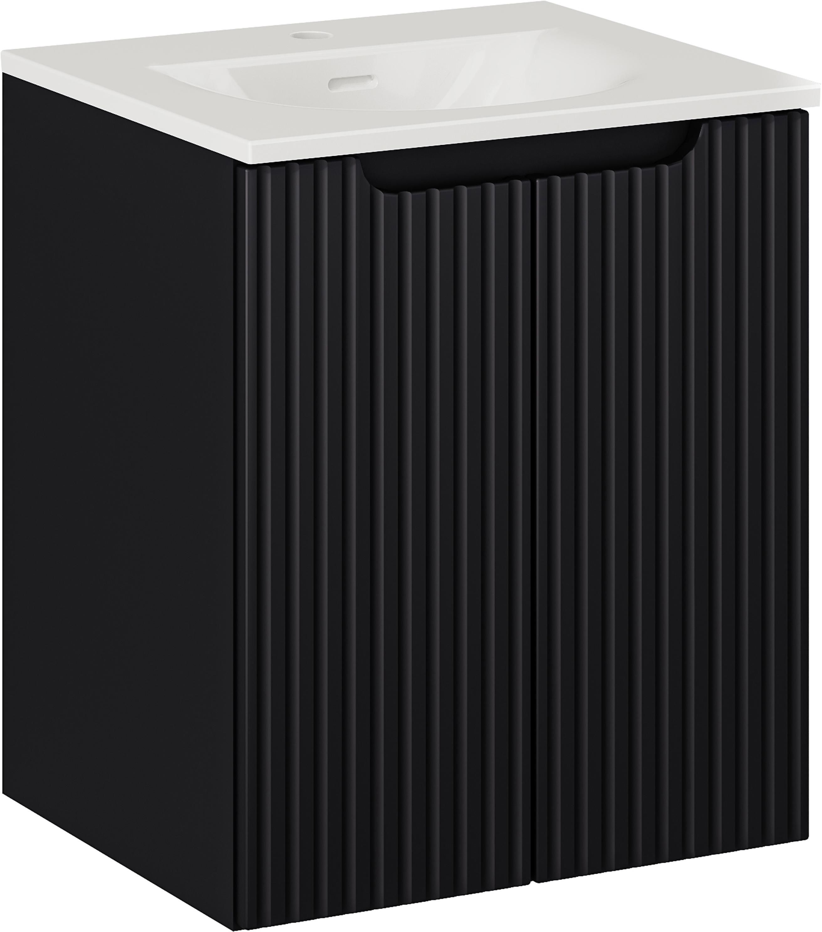 Set Kabinett Comad Nova Black NOVA BLACK D2 82-50-2D, Waschbecken Comad Sky 3 SKY 3 50CM DP (E-8099-3-50)