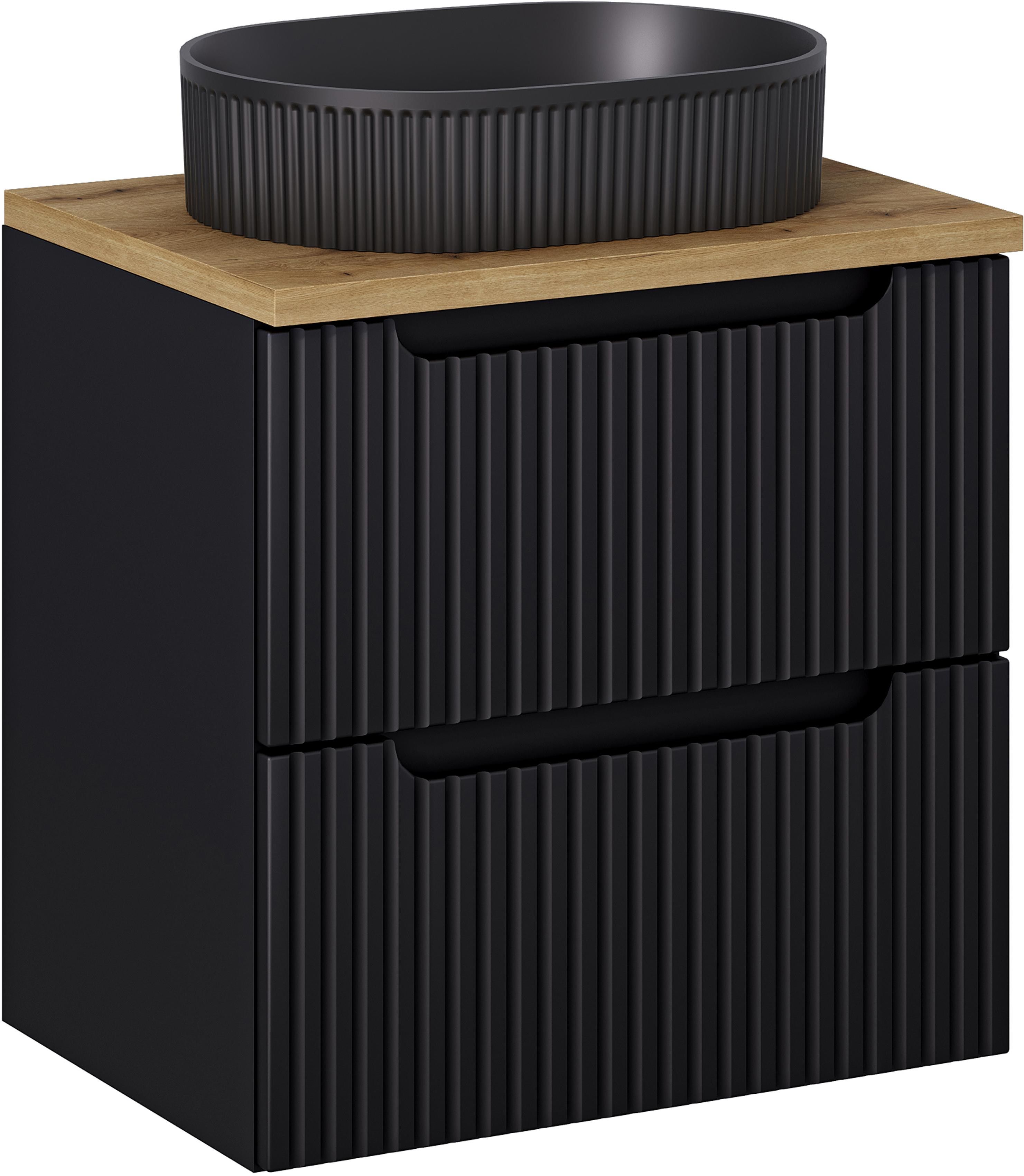 Set Kabinett Comad Nova Black NOVA BLACK D2 82-60-2S, Waschbecken Comad Beyond BEYOND 5 BLACK ( E-6564 ), NOVA OAK A 89-60