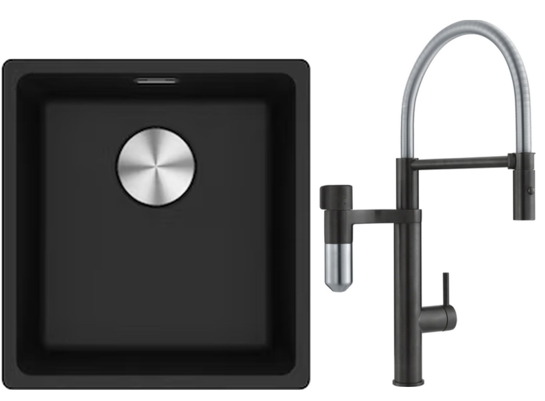 Set Küchenarmatur Franke Vital Semi-Pro 120.0621.313, Granitspüle Franke Maris 125.0687.249