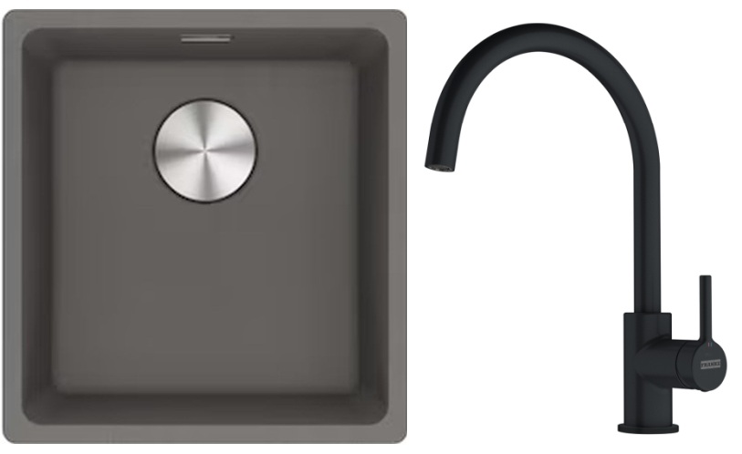 Set Granitspüle Franke Maris 125.0687.250, Küchenarmatur Franke Lina 115.0626.019