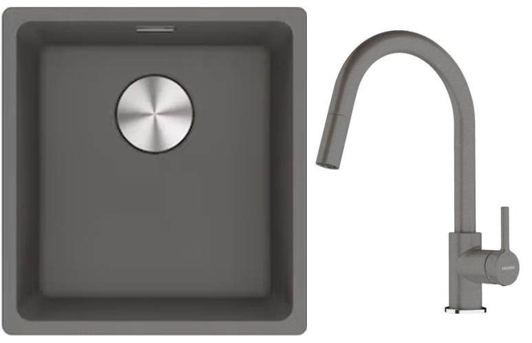 Set Granitspüle Franke Maris 125.0687.250, Küchenarmatur Franke Lina 115.0626.057