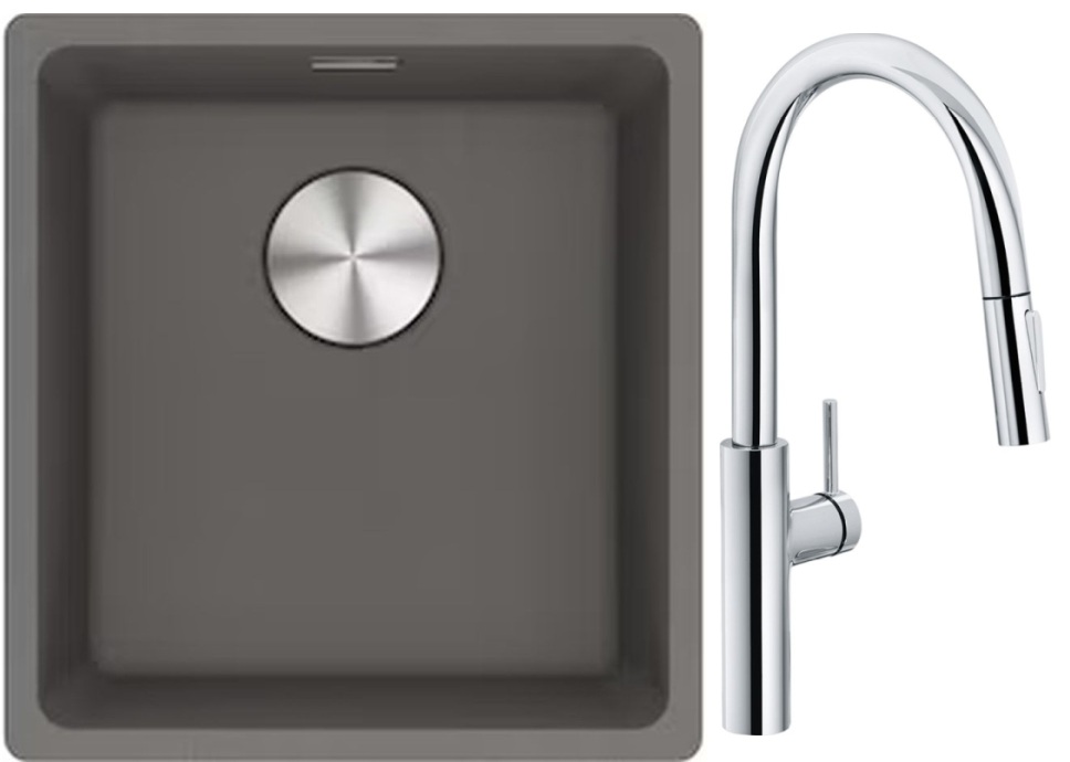 Set Küchenarmatur Franke Pescara L Slide-In 115.0538.940, Granitspüle Franke Maris 125.0687.250