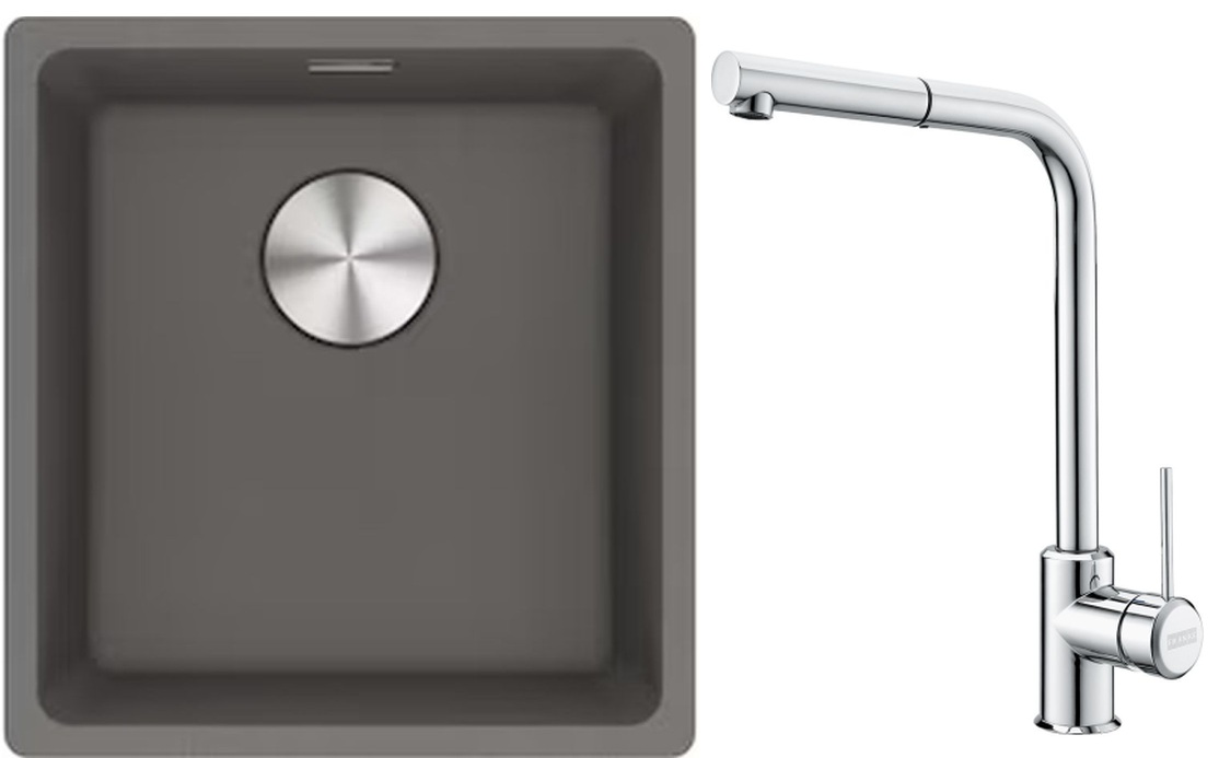 Set Granitspüle Franke Maris 125.0687.250, Küchenarmatur Franke Sirius Side 115.0668.280