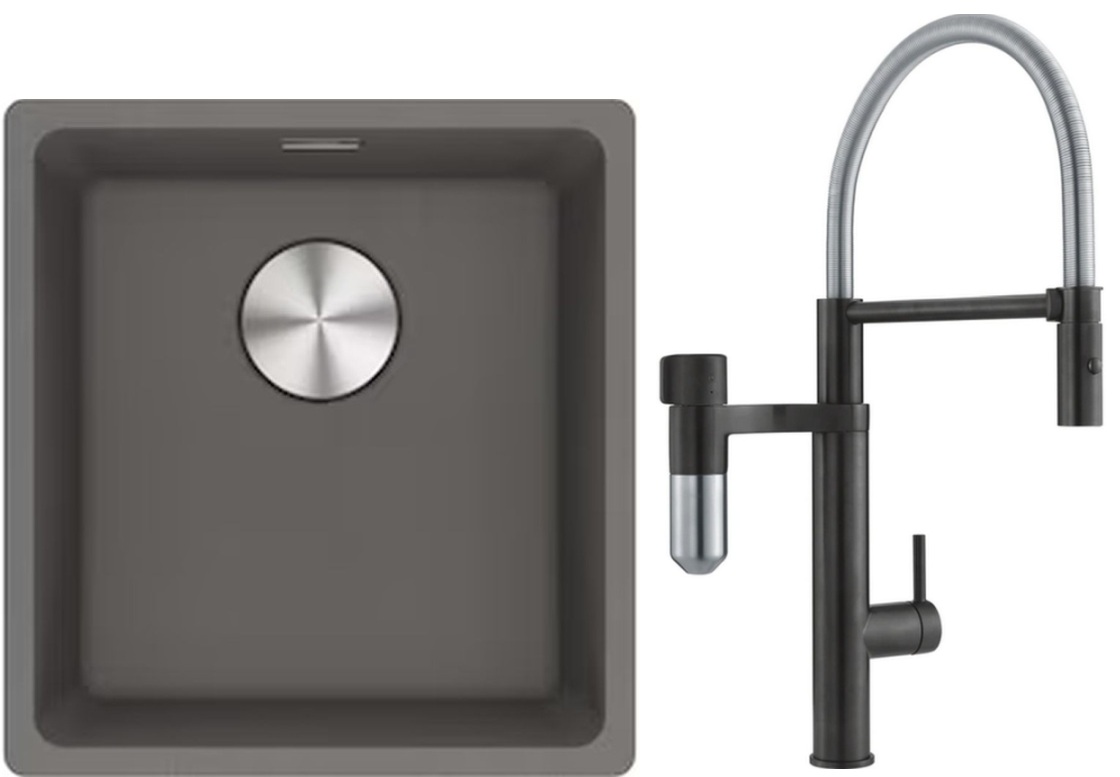 Set Küchenarmatur Franke Vital Semi-Pro 120.0621.313, Granitspüle Franke Maris 125.0687.250