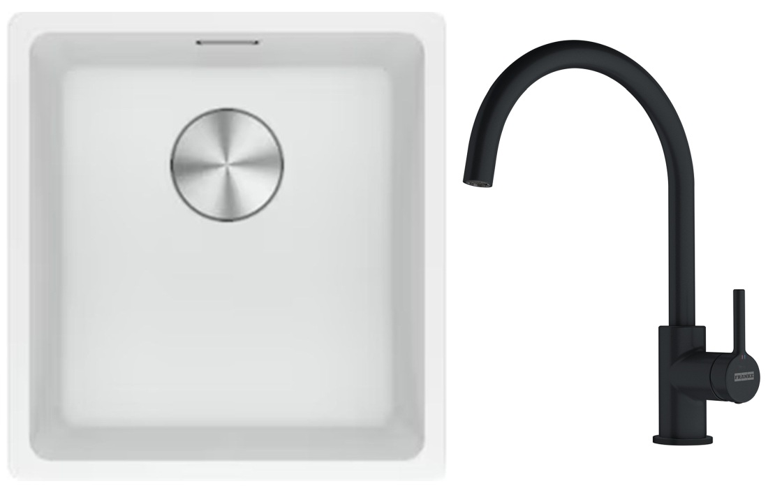 Set Granitspüle Franke Maris 125.0687.251, Küchenarmatur Franke Lina 115.0626.019