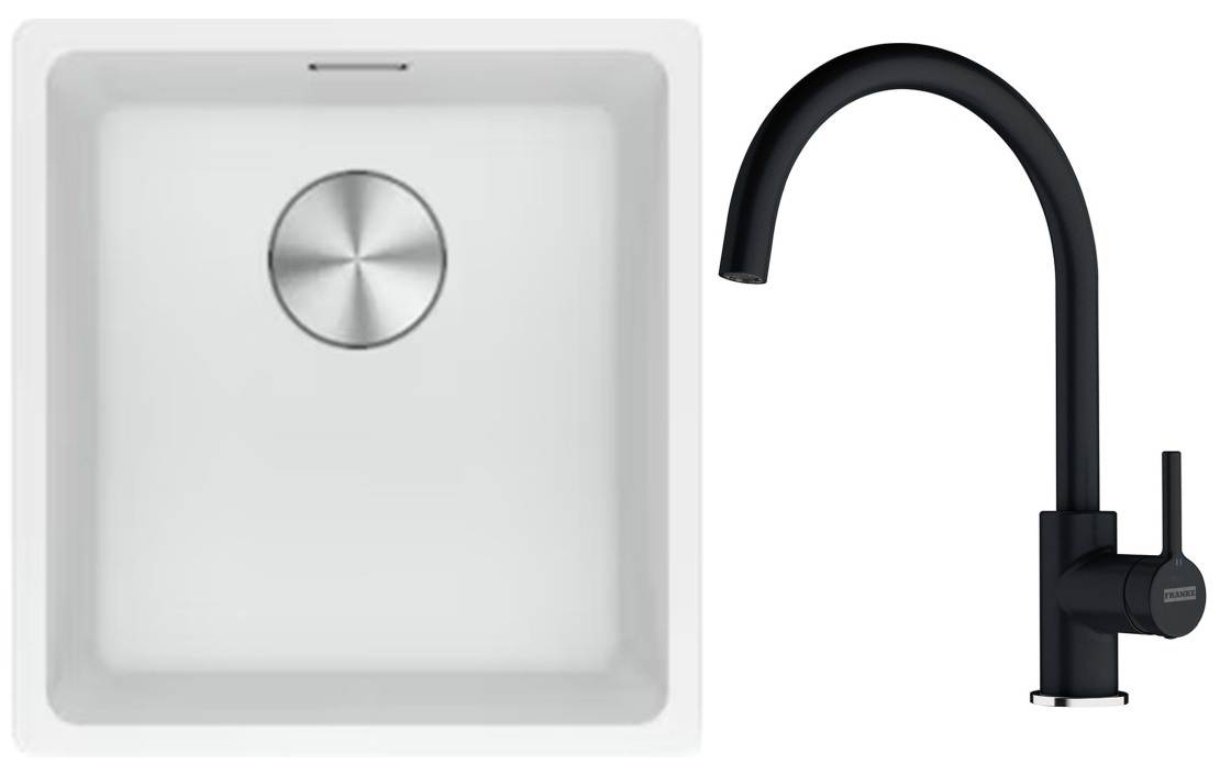 Set Granitspüle Franke Maris 125.0687.251, Küchenarmatur Franke Lina 115.0626.020
