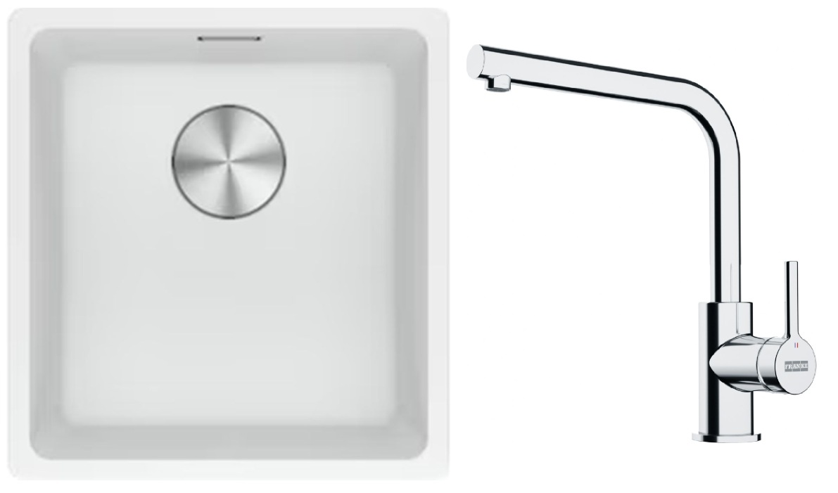 Set Granitspüle Franke Maris 125.0687.251, Küchenarmatur Franke Lina 115.0693.230