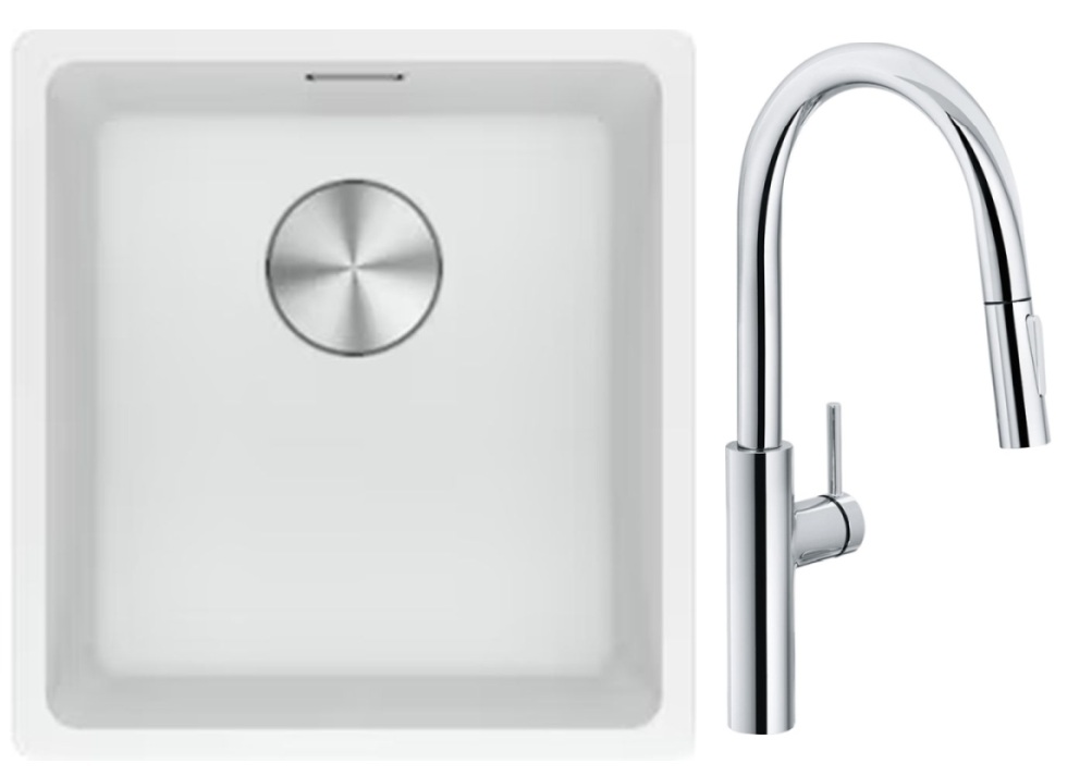 Set Küchenarmatur Franke Pescara L Slide-In 115.0538.940, Granitspüle Franke Maris 125.0687.251