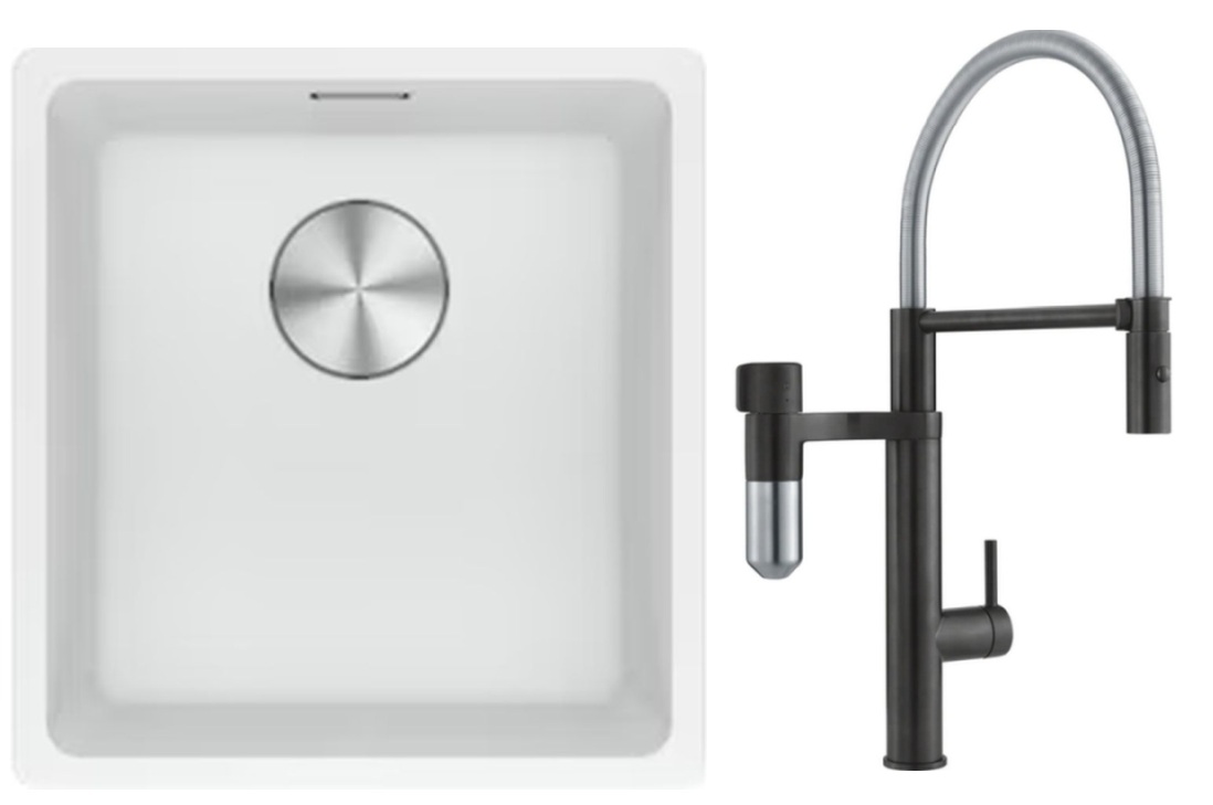 Set Küchenarmatur Franke Vital Semi-Pro 120.0621.313, Granitspüle Franke Maris 125.0687.251