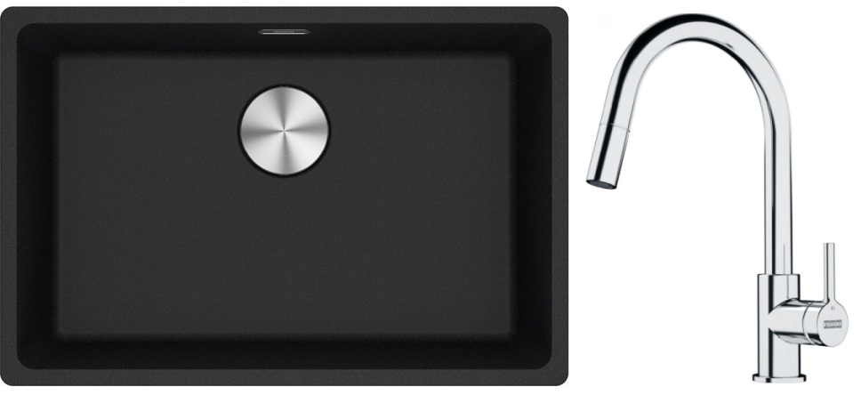 Set Granitspüle Franke Maris 125.0687.257, Küchenarmatur Franke Lina 115.0693.229