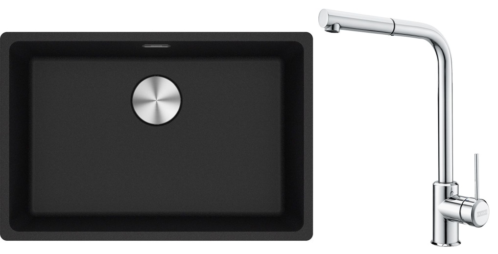Set Granitspüle Franke Maris 125.0687.257, Küchenarmatur Franke Sirius Side 115.0668.280