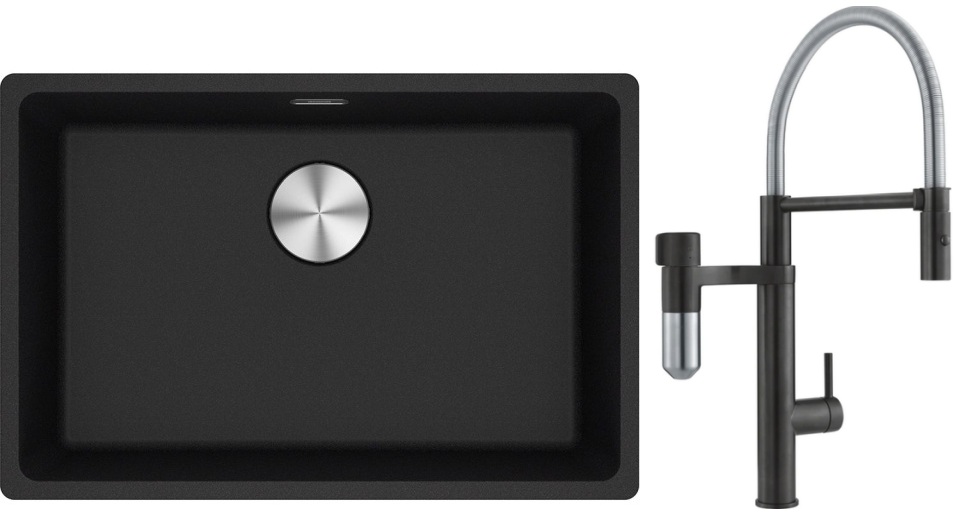 Set Küchenarmatur Franke Vital Semi-Pro 120.0621.313, Granitspüle Franke Maris 125.0687.257