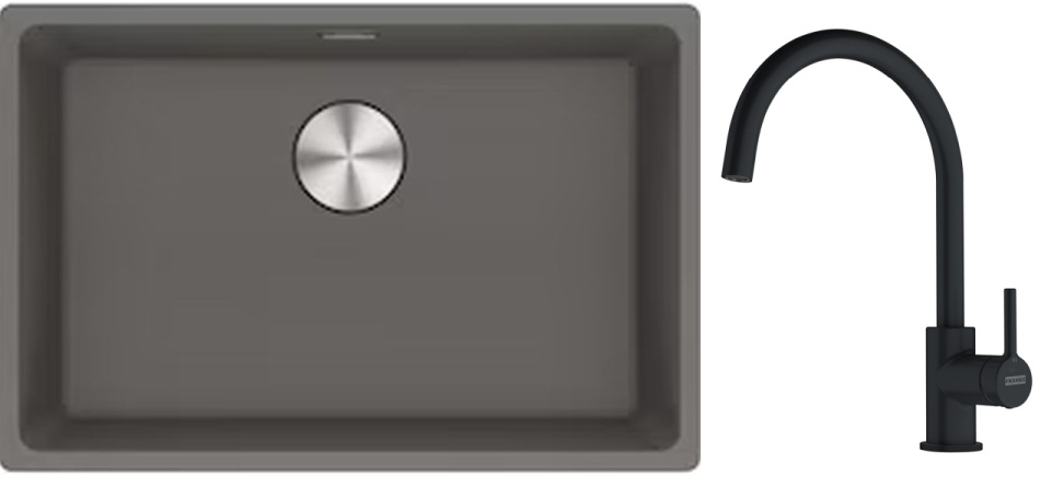 Set Granitspüle Franke Maris 125.0687.258, Küchenarmatur Franke Lina 115.0626.019