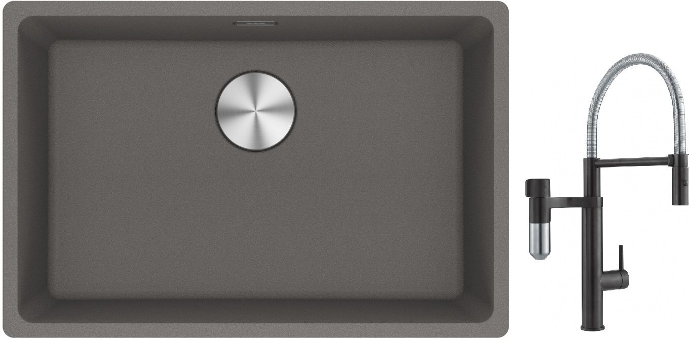 Set Küchenarmatur Franke Vital Semi-Pro 120.0621.313, Granitspüle Franke Maris 125.0687.258