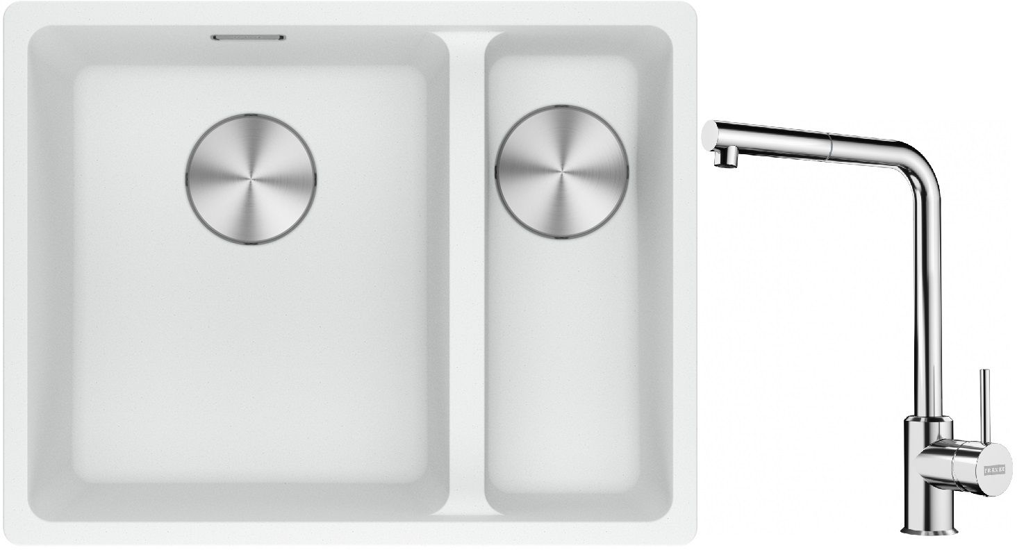 Set Granitspüle Franke Maris 125.0687.267, Küchenarmatur Franke Sirius Side 115.0668.280
