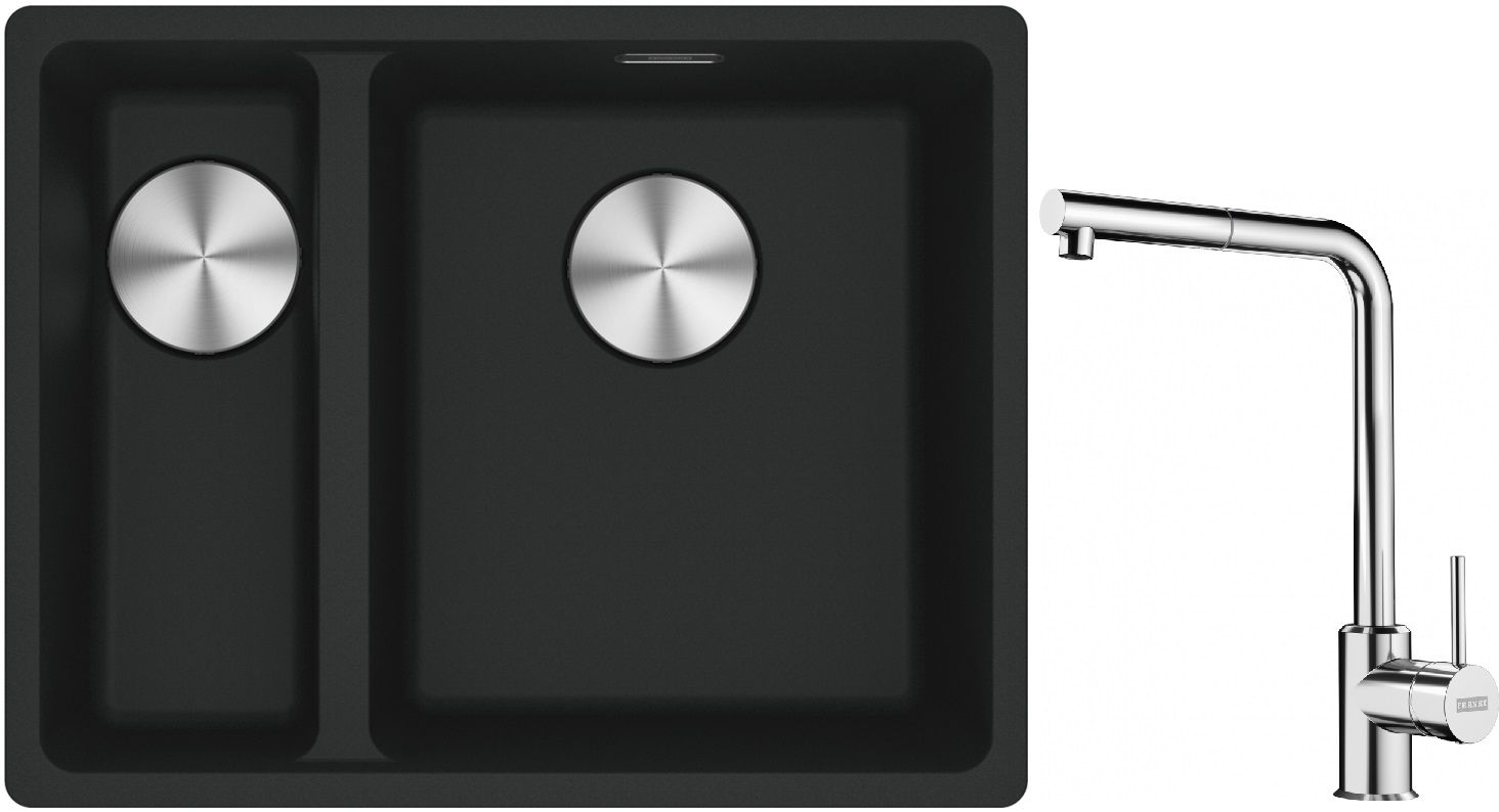 Set Granitspüle Franke Maris 125.0687.268, Küchenarmatur Franke Sirius Side 115.0668.280