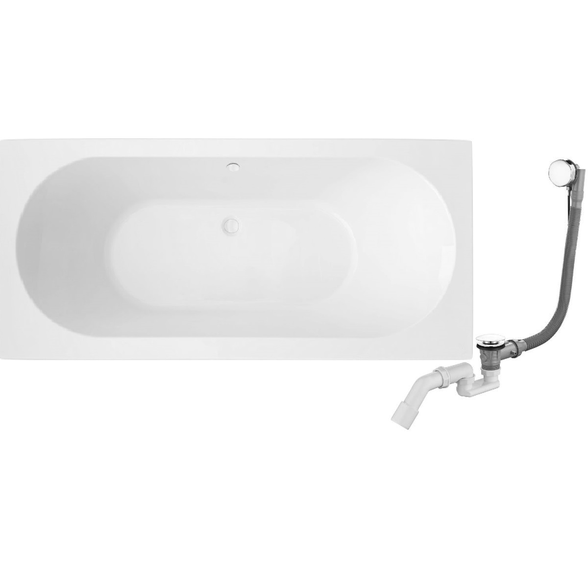 Set Rechteckige Badewanne Oltens Lykke 10013000, Badewannensiphon Oltens Oster 03001100