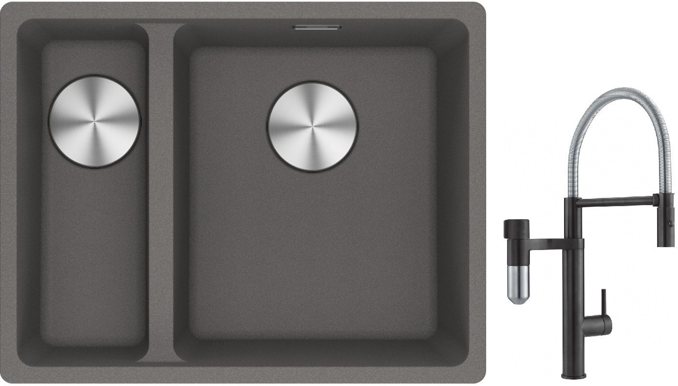 Set Küchenarmatur Franke Vital Semi-Pro 120.0621.313, Granitspüle Franke Maris 125.0687.270